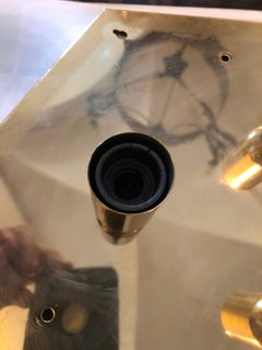 Mid-Century Modern Italian Brass and white Glass Ceiling Light, circa 1970