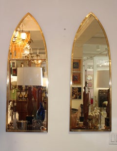 1950s Solid Brass Italian Arched Mirrors
