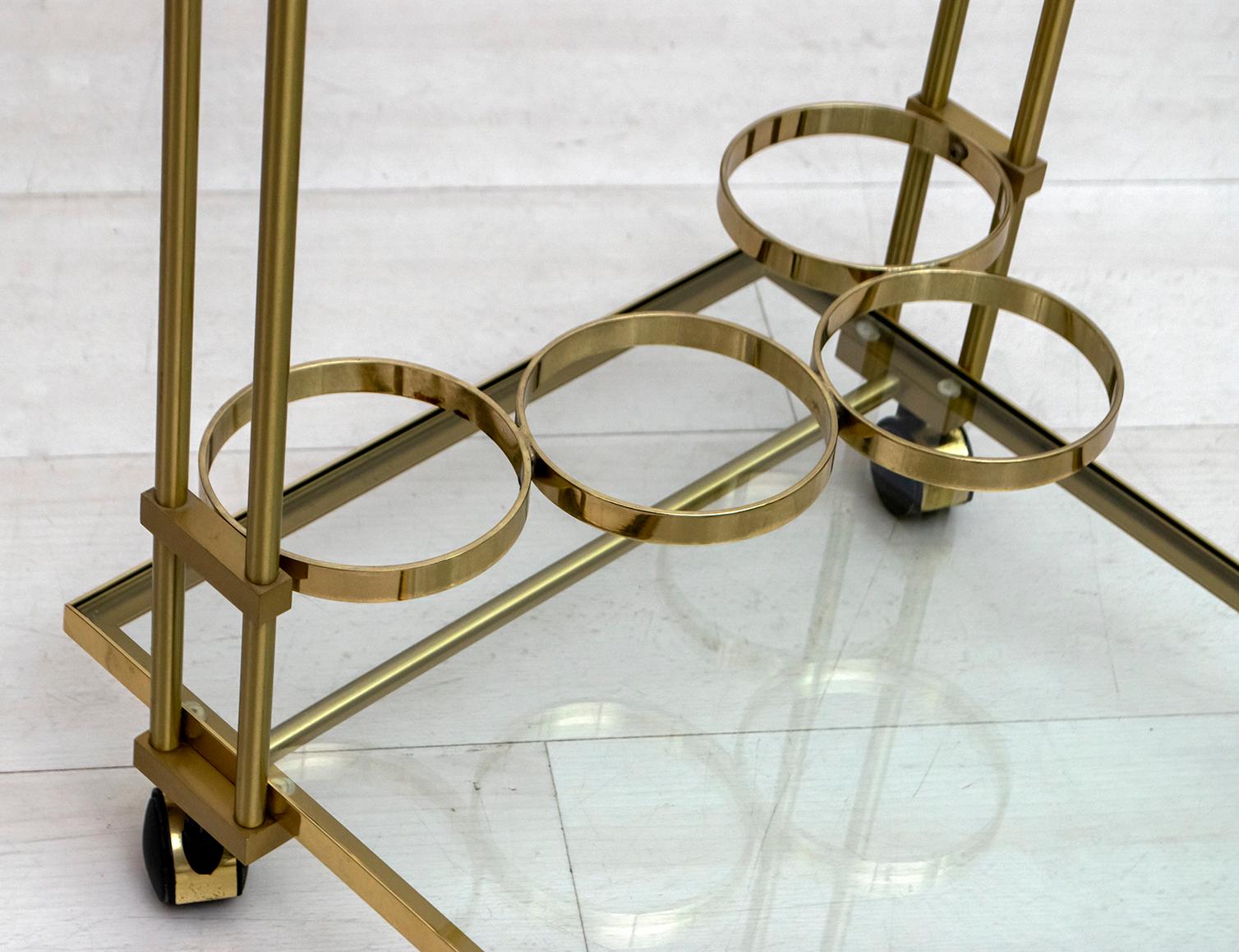 Mid-Century Modern Italian Brass Bar Cart, 1970s For Sale 6