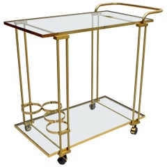 Vintage Mid-Century Modern Italian Brass Bar Cart, 1970s