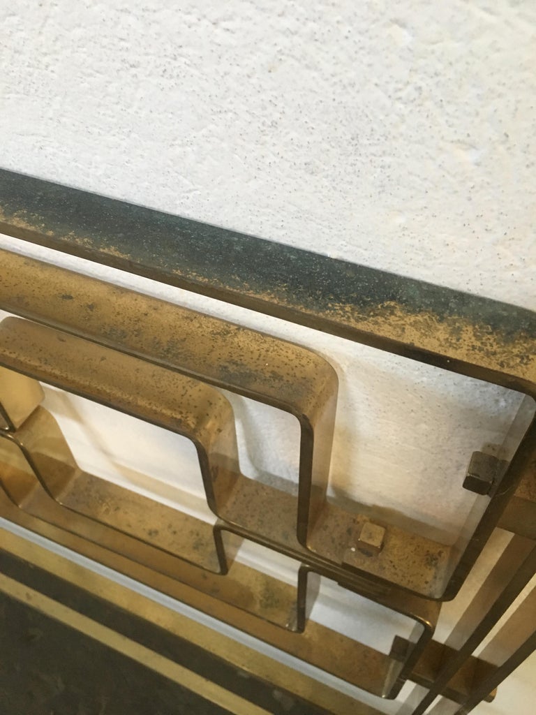 MidCentury Modern Italian Brass Bed Head with Geometric Patterns