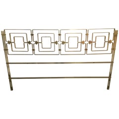 Mid-Century Modern Italian Brass Bed Head with Geometric Patterns, 1970s