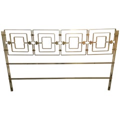 Mid-Century Modern Italian Brass Bed Head with Geometric Patterns, 1970s