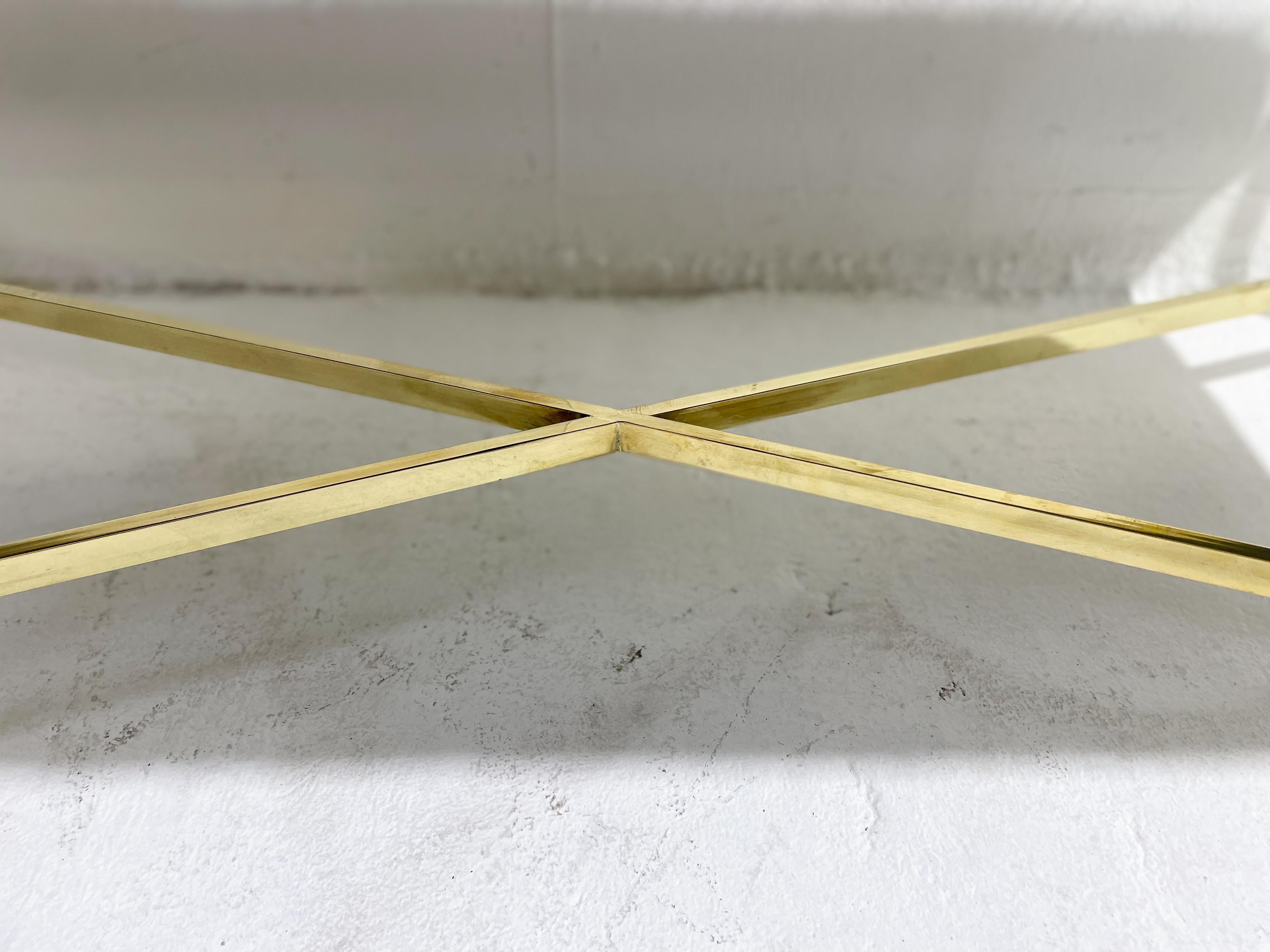 Late 20th Century Mid-Century Modern Italian Brass Bench, New Upholstery, 2 Available For Sale