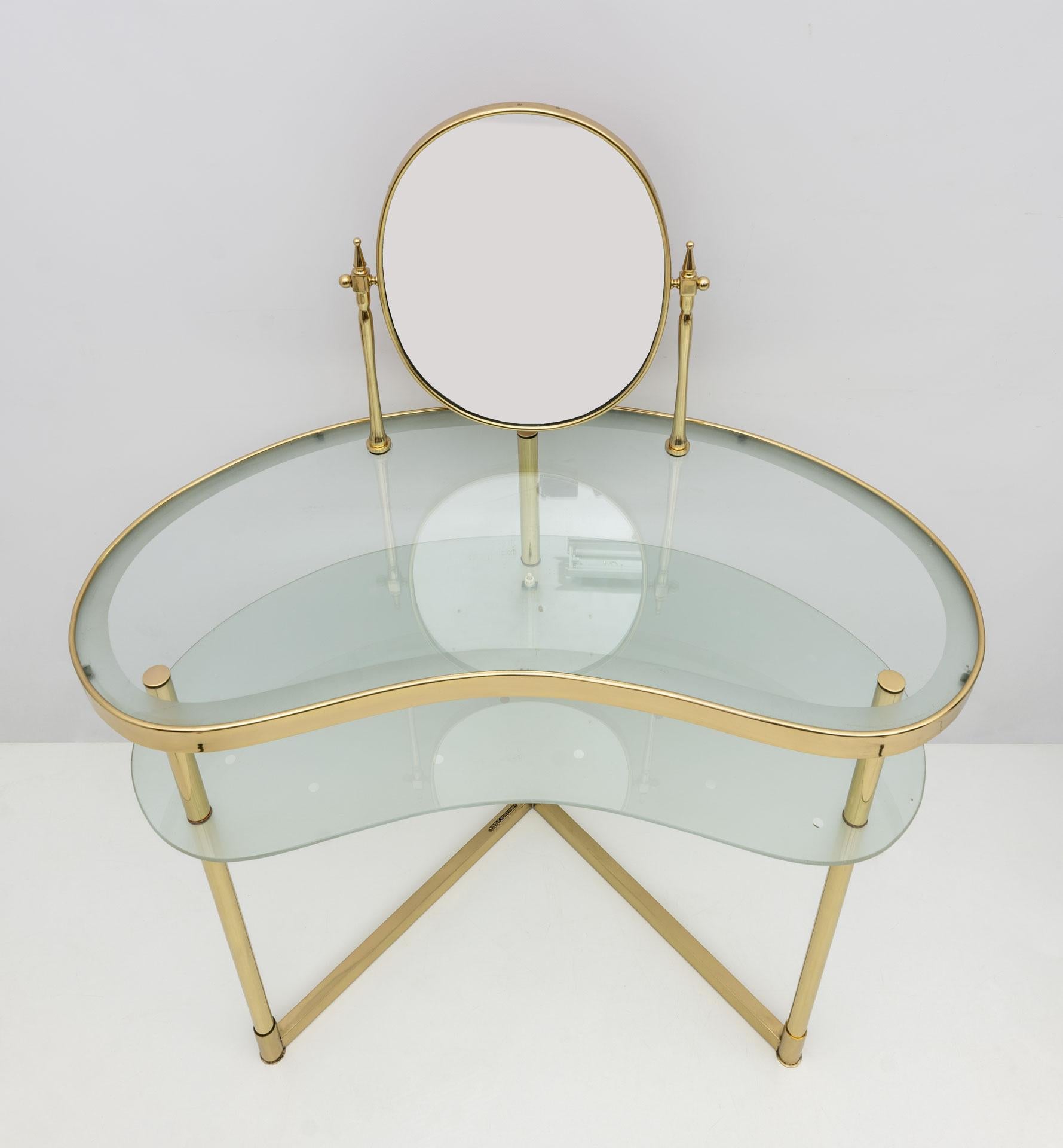 Mid-Century Modern Mid-century Modern Italian Brass Dressing Table with Mirror by Luigi Brusotti