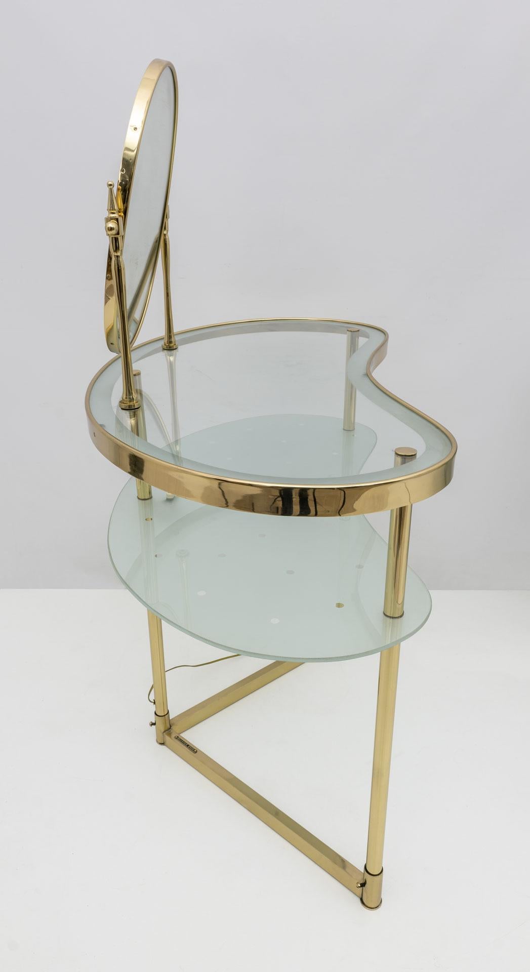 Mid-20th Century Mid-century Modern Italian Brass Dressing Table with Mirror by Luigi Brusotti