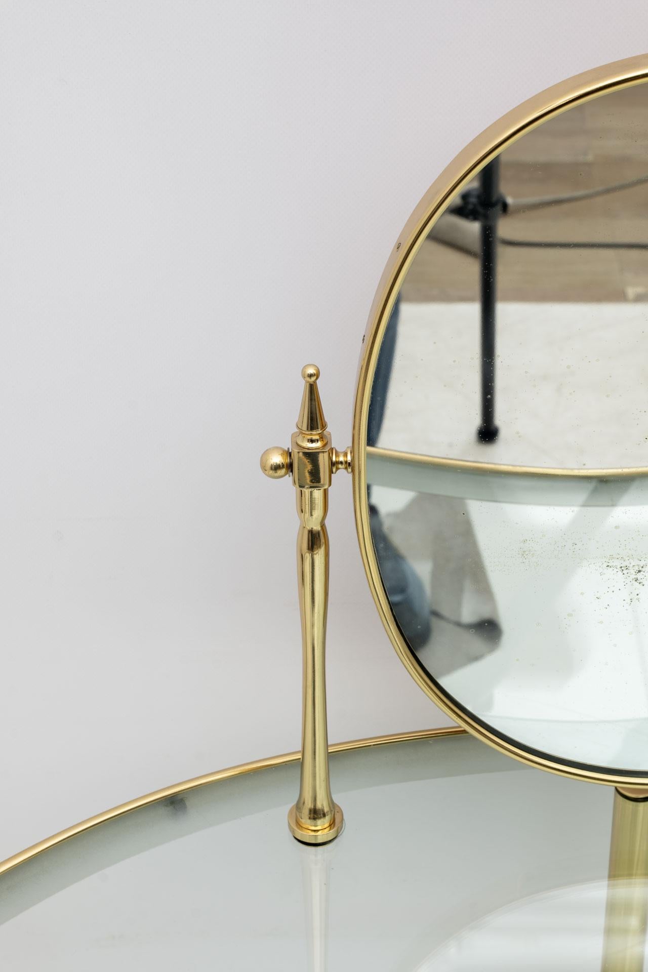Mid-century Modern Italian Brass Dressing Table with Mirror by Luigi Brusotti 1