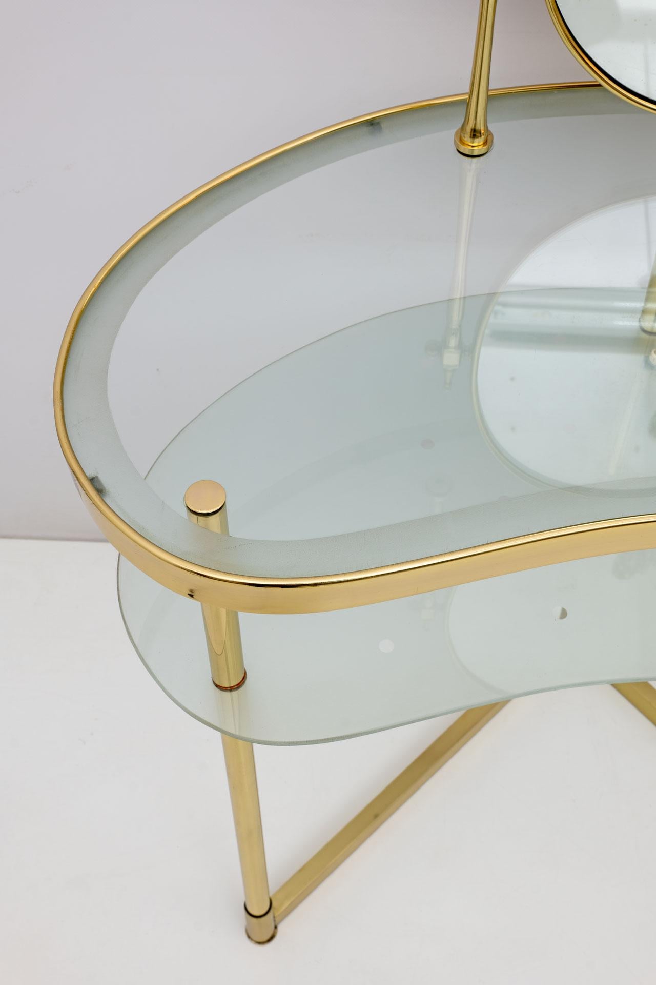 Mid-century Modern Italian Brass Dressing Table with Mirror by Luigi Brusotti 3