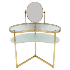 Mid-century Modern Italian Brass Dressing Table with Mirror by Luigi Brusotti