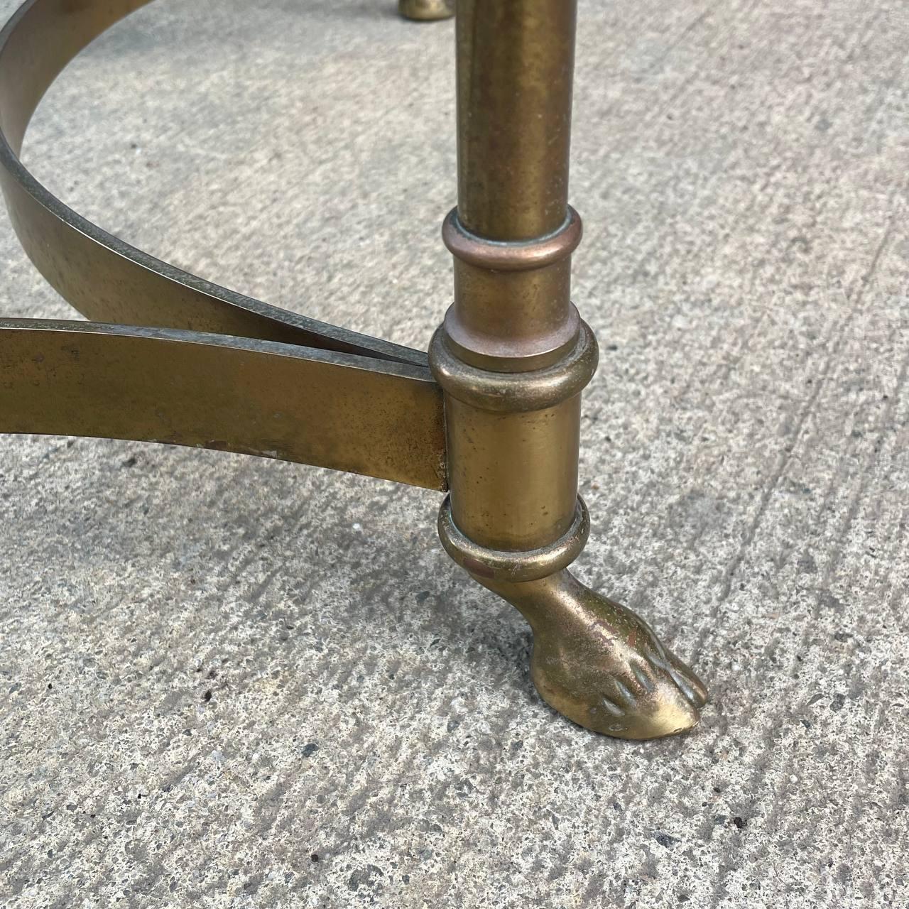 Mid-Century Modern Italian Brass & Glass Coffee Table with Hoof Feet For Sale 3