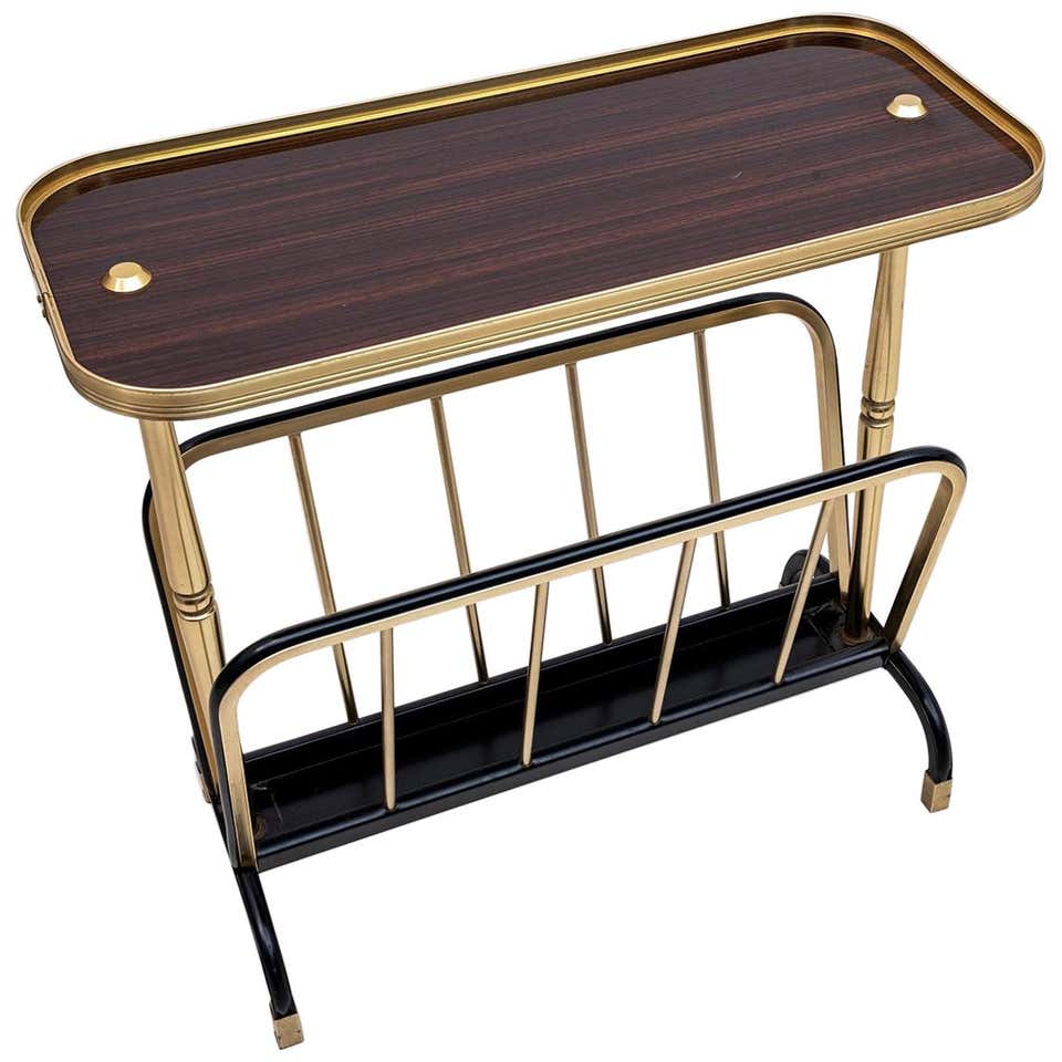 Mid-Century Modern Italian Brass Magazine Racks Side Table, 1970s at ...