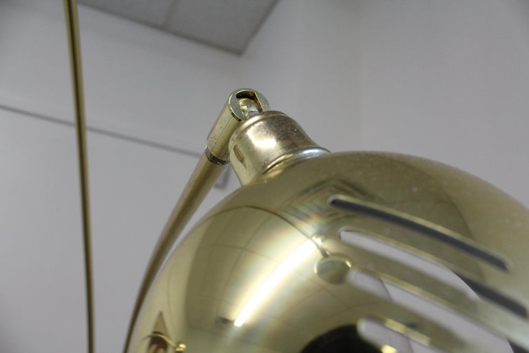 MidCentury Modern Italian Brass and Marble Guzzini Style 3Way Arc