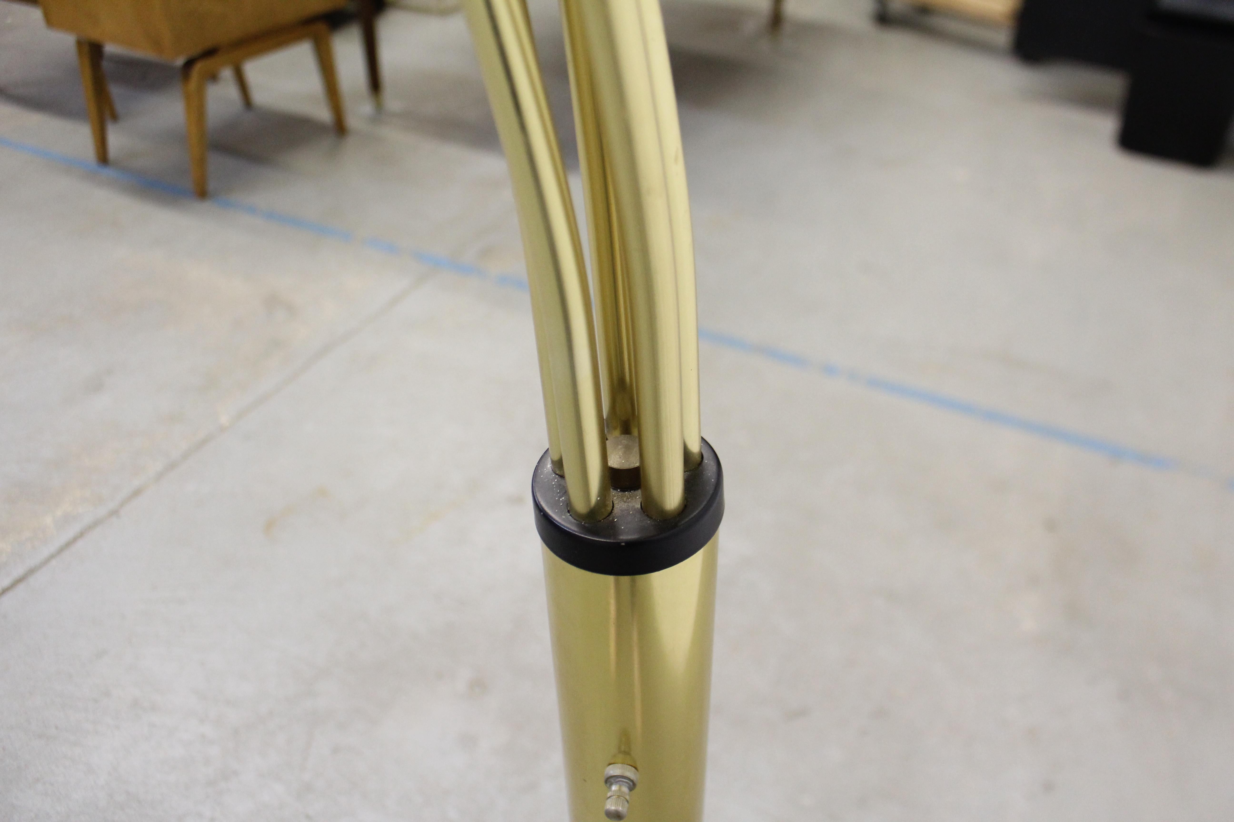 Mid-Century Modern Italian Brass and Marble Guzzini Style 3-Way Arc Floor Lamp 1