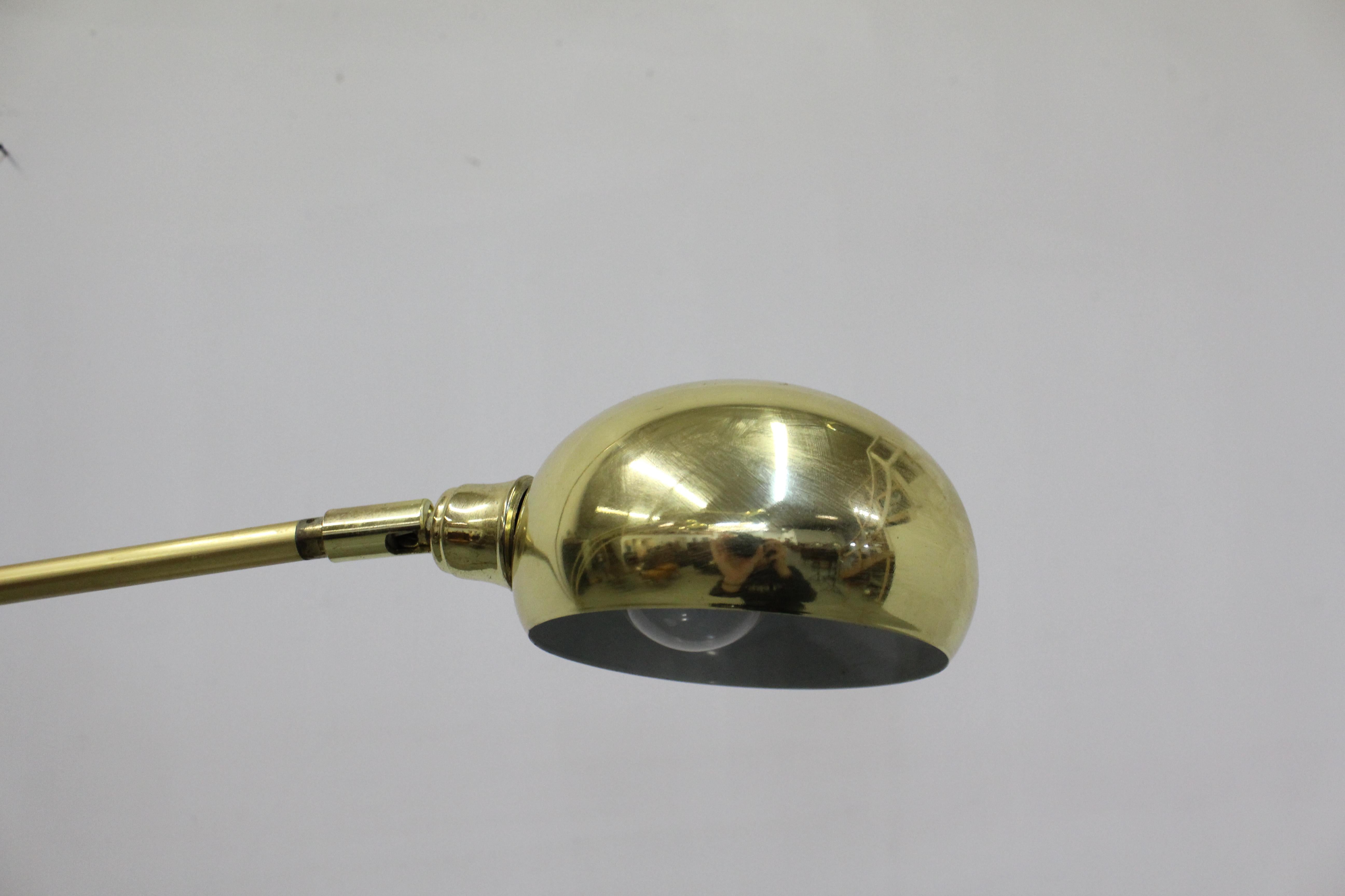 Mid-Century Modern Italian Brass and Marble Guzzini Style 3-Way Arc Floor Lamp 2
