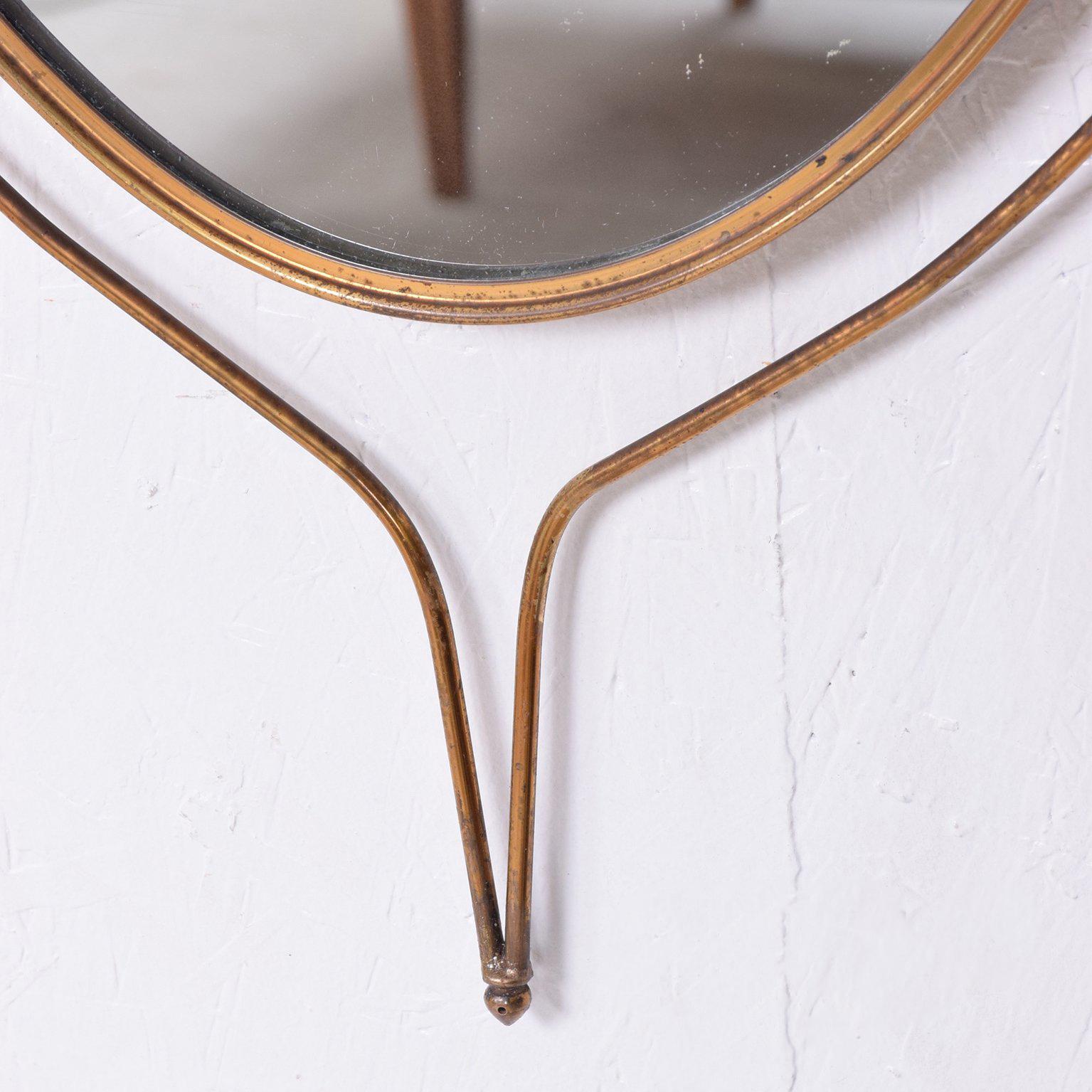 Mid-20th Century Mid-Century Modern Italian Brass Oval Mirror