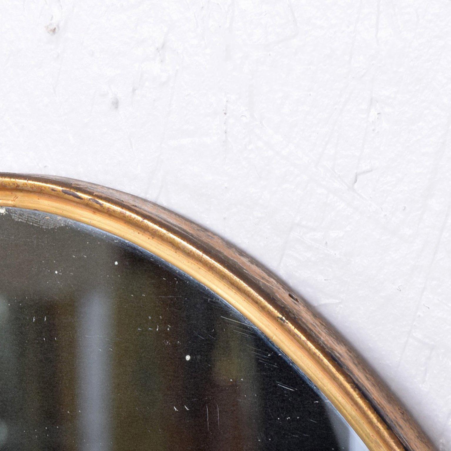 Mid-Century Modern Italian Brass Oval Mirror 1