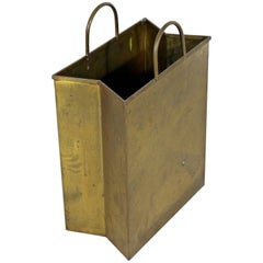 Mid-Century Modern Italian Brass Planter Trash Bin Magazine Holder Stamped