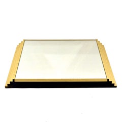 Brass Mirror with Rectangular Relief Edges, Italy 1970s