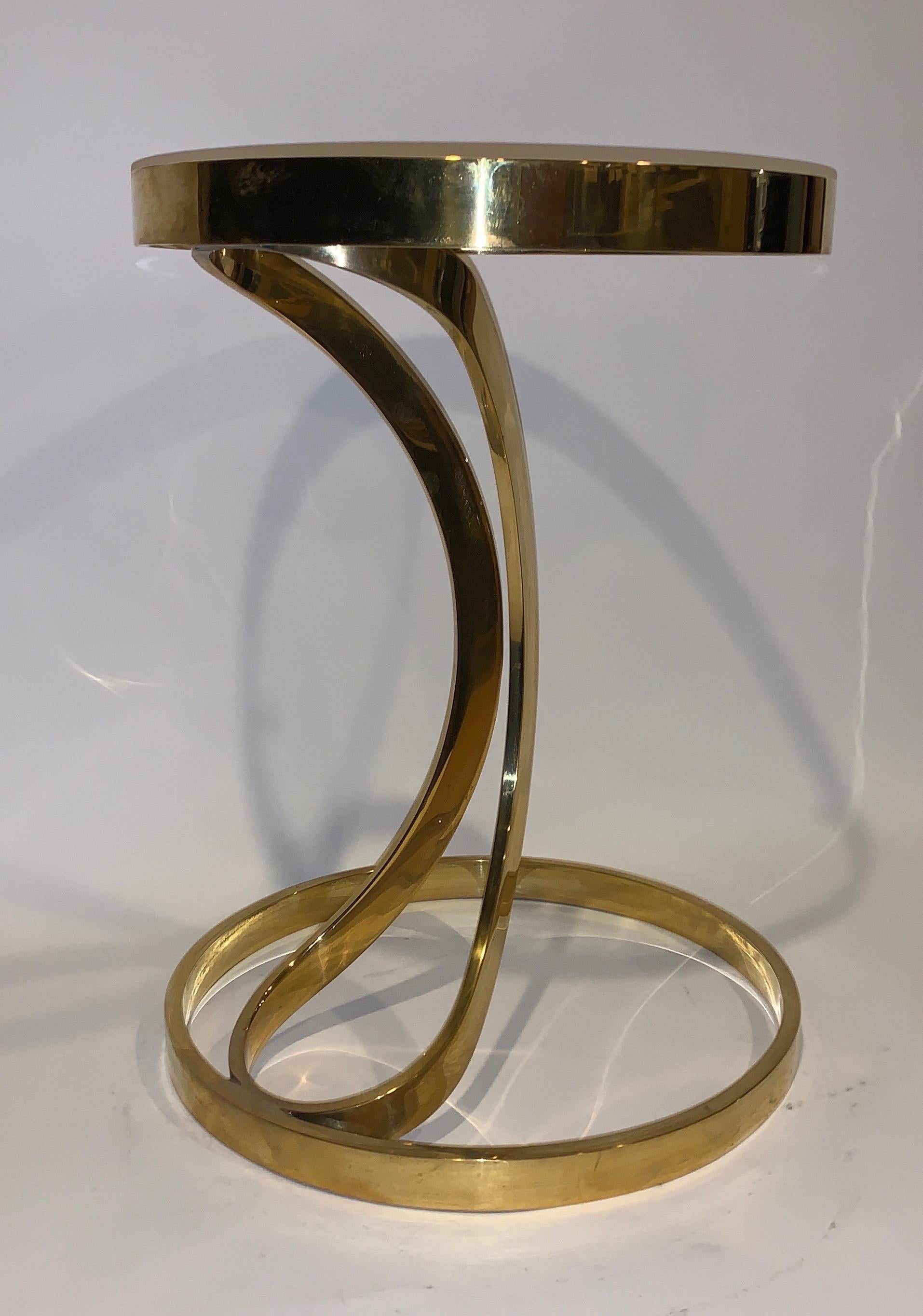 Mid-Century Modern Italian Brass Side Table with Inserted Glass Top In Good Condition In Ft. Lauderdale, FL