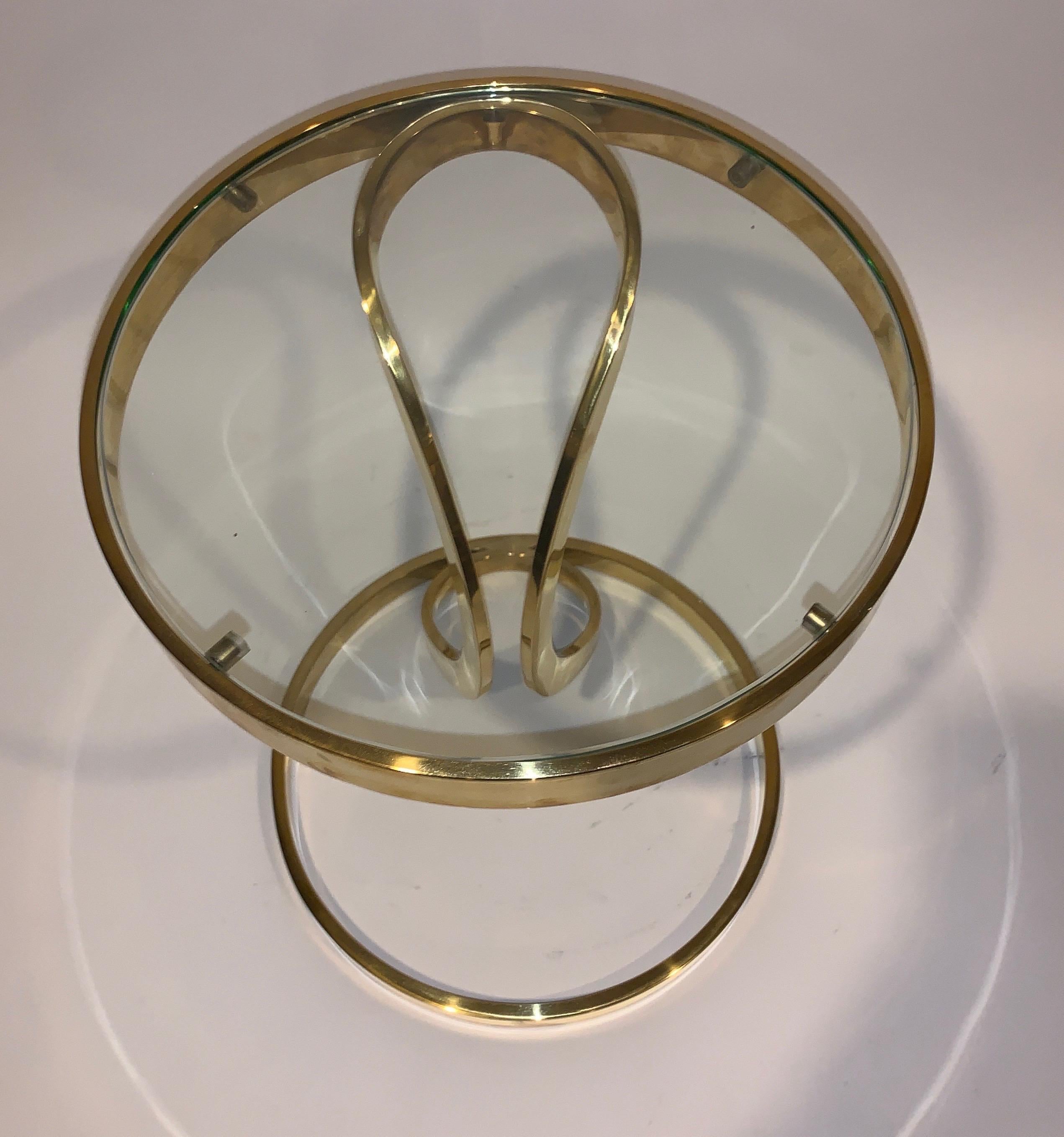 Mid-Century Modern Italian Brass Side Table with Inserted Glass Top 2