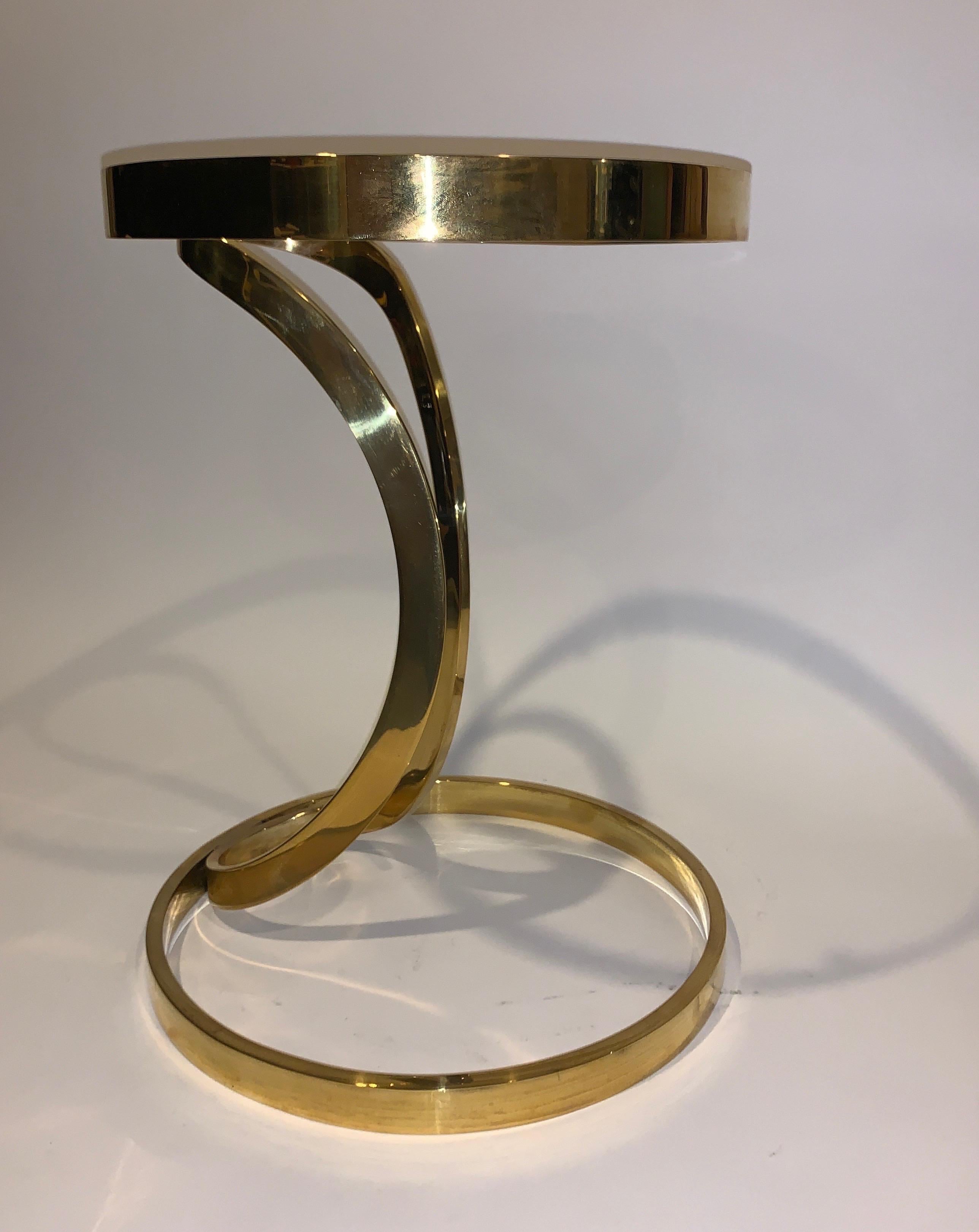Mid-Century Modern Italian Brass Side Table with Inserted Glass Top 3
