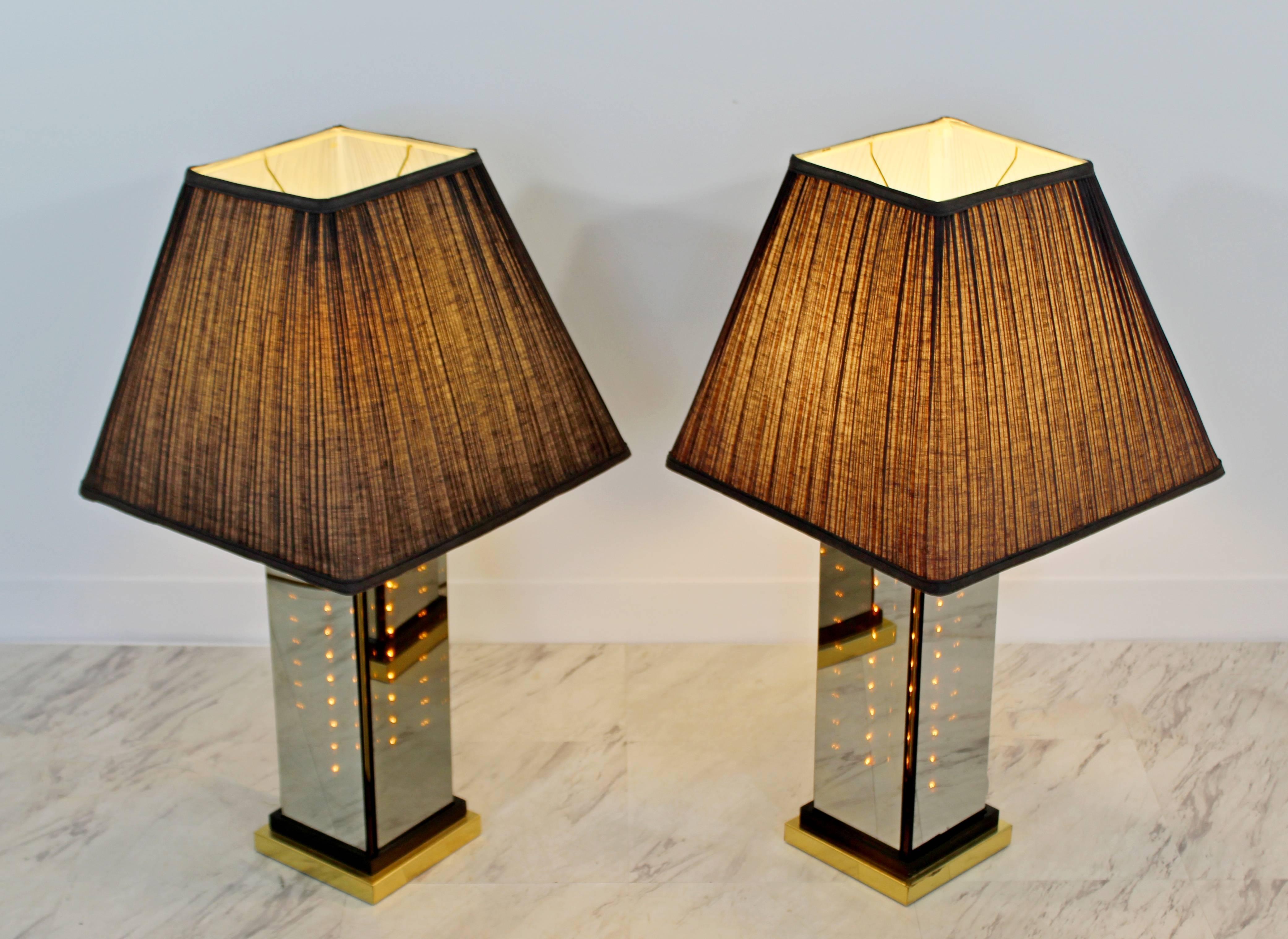 Mid-Century Modern Italian Brass Smoked Glass Liteline Table Lamps, 1970s 6