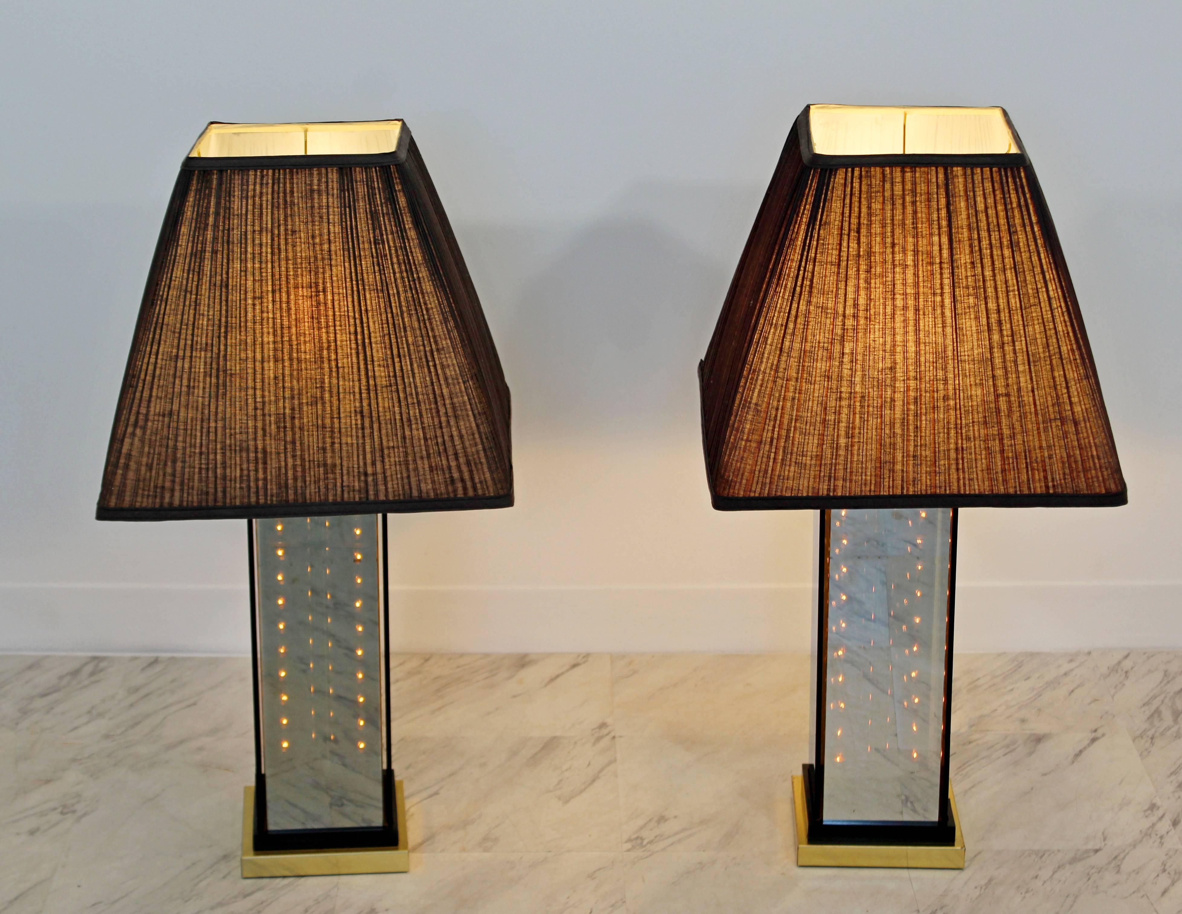 Mid-Century Modern Italian Brass Smoked Glass Liteline Table Lamps, 1970s 5