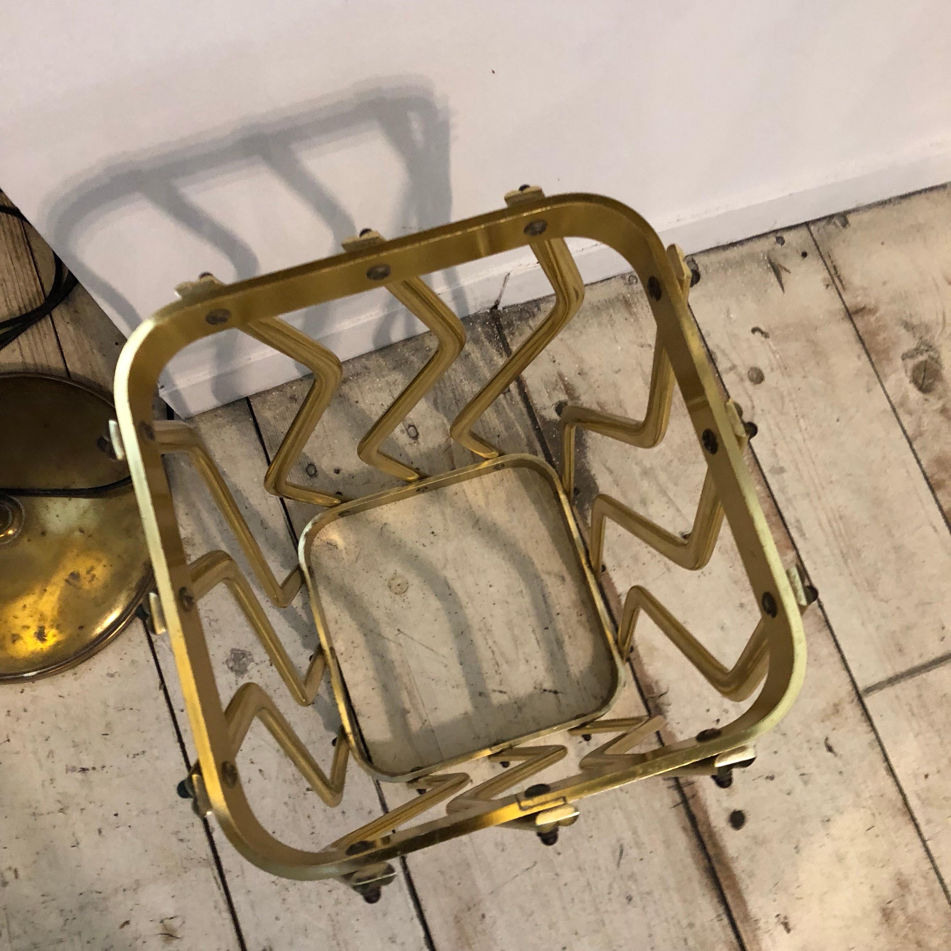 Mid-Century Modern Italian brass Squared Umbrella Stand, circa 1950 1