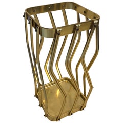 Mid-Century Modern Italian brass Squared Umbrella Stand, circa 1950