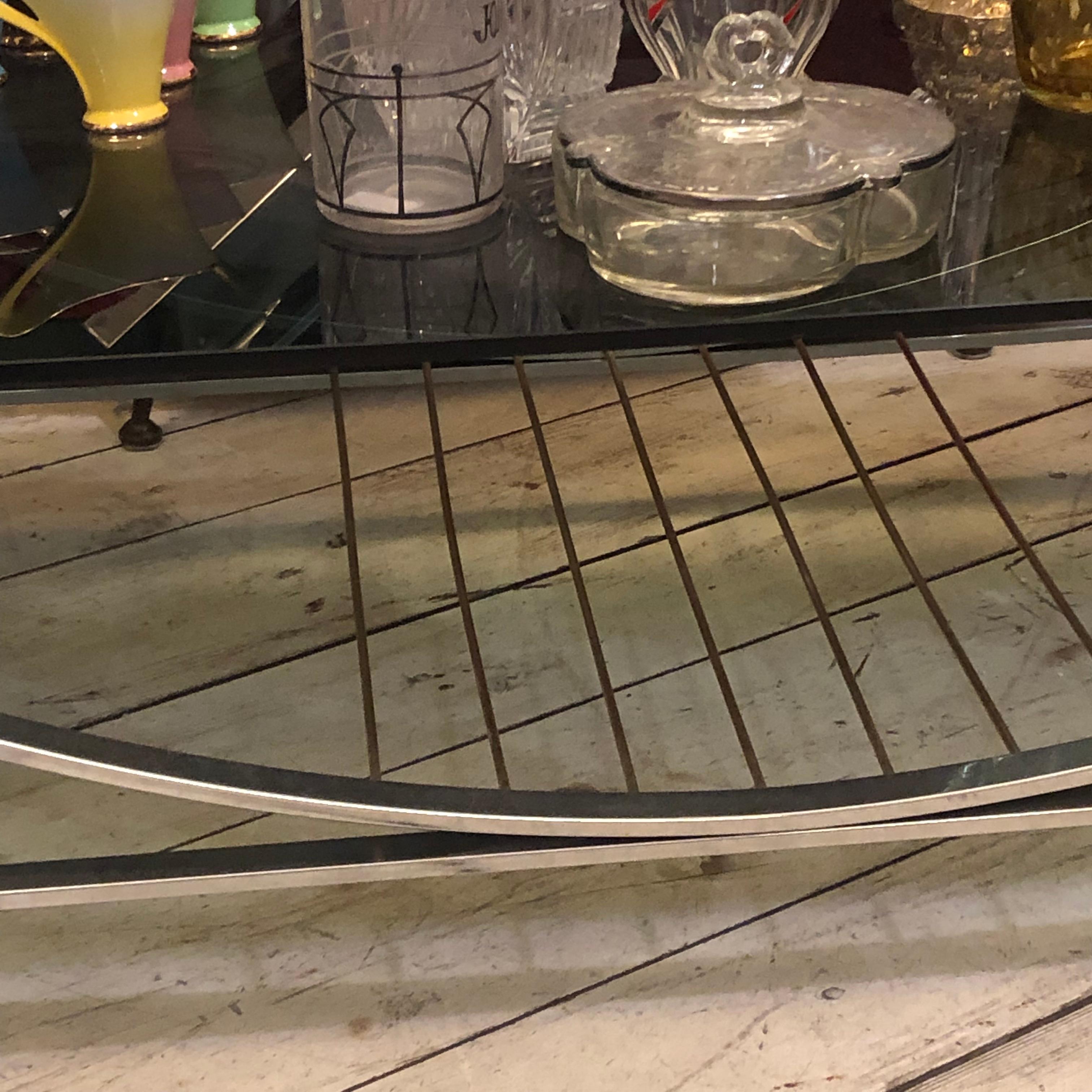 1970s Mid-Century Modern Brass, Steel and Smoked Glass Italian Coffee Table For Sale 1