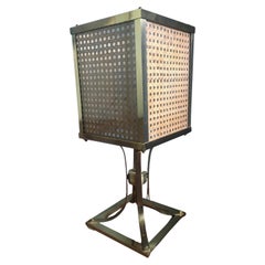 Mid-Century Modern Italian Brass Table Lamp with "Vienna" Straw Lampshade, 1970s
