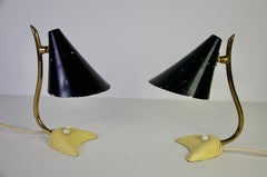 Mid-Century Modern Italian Brass Table Lamps, Pair, 1960s
