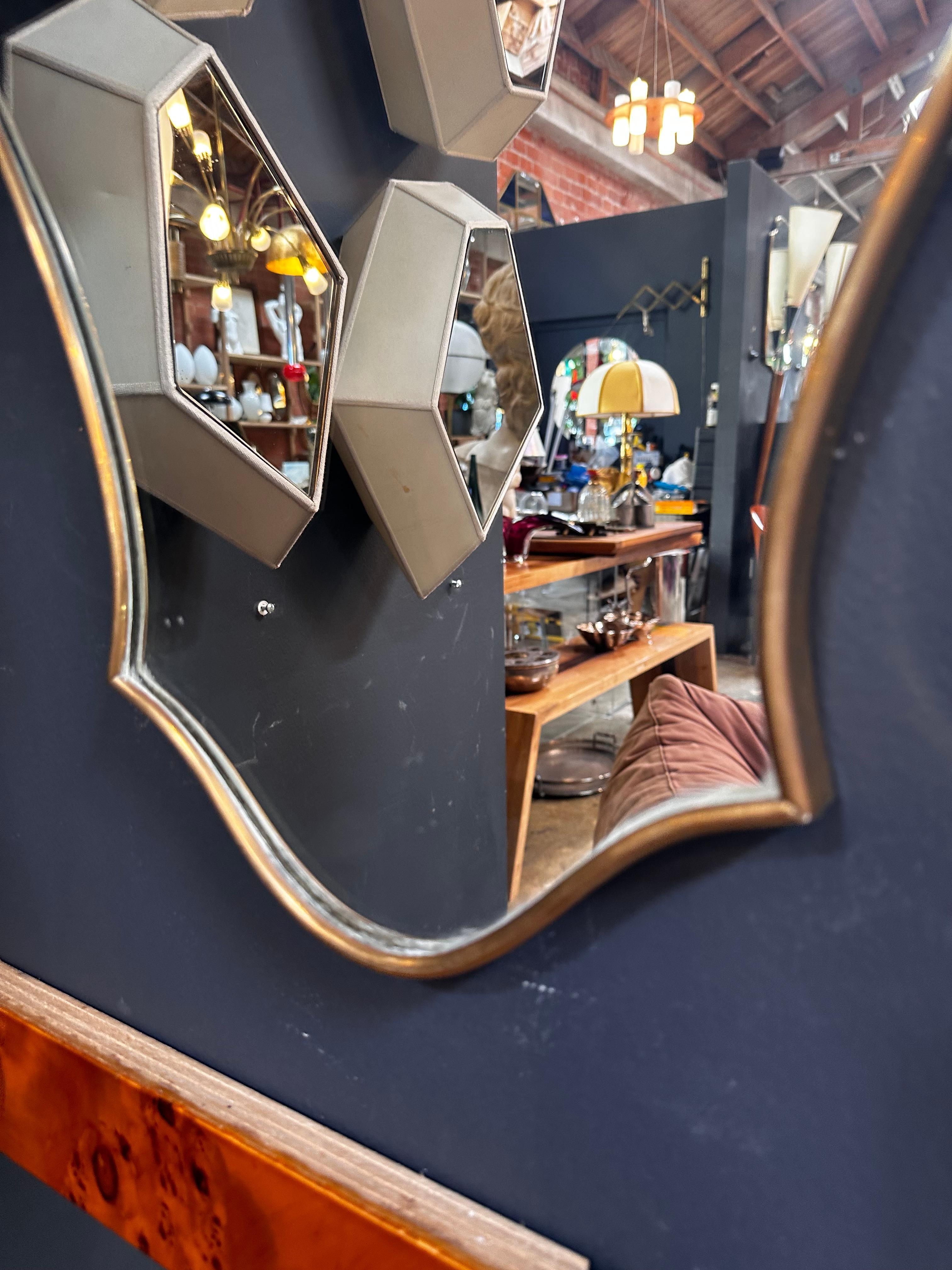 Mid-Century Modern Mid Century Modern Italian Brass Wall Mirror 1960s For Sale