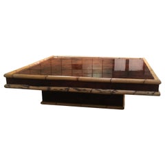 Mid-Century Modern Italian Briar-Root Coffee Table with Bamboo Frame, 1970s