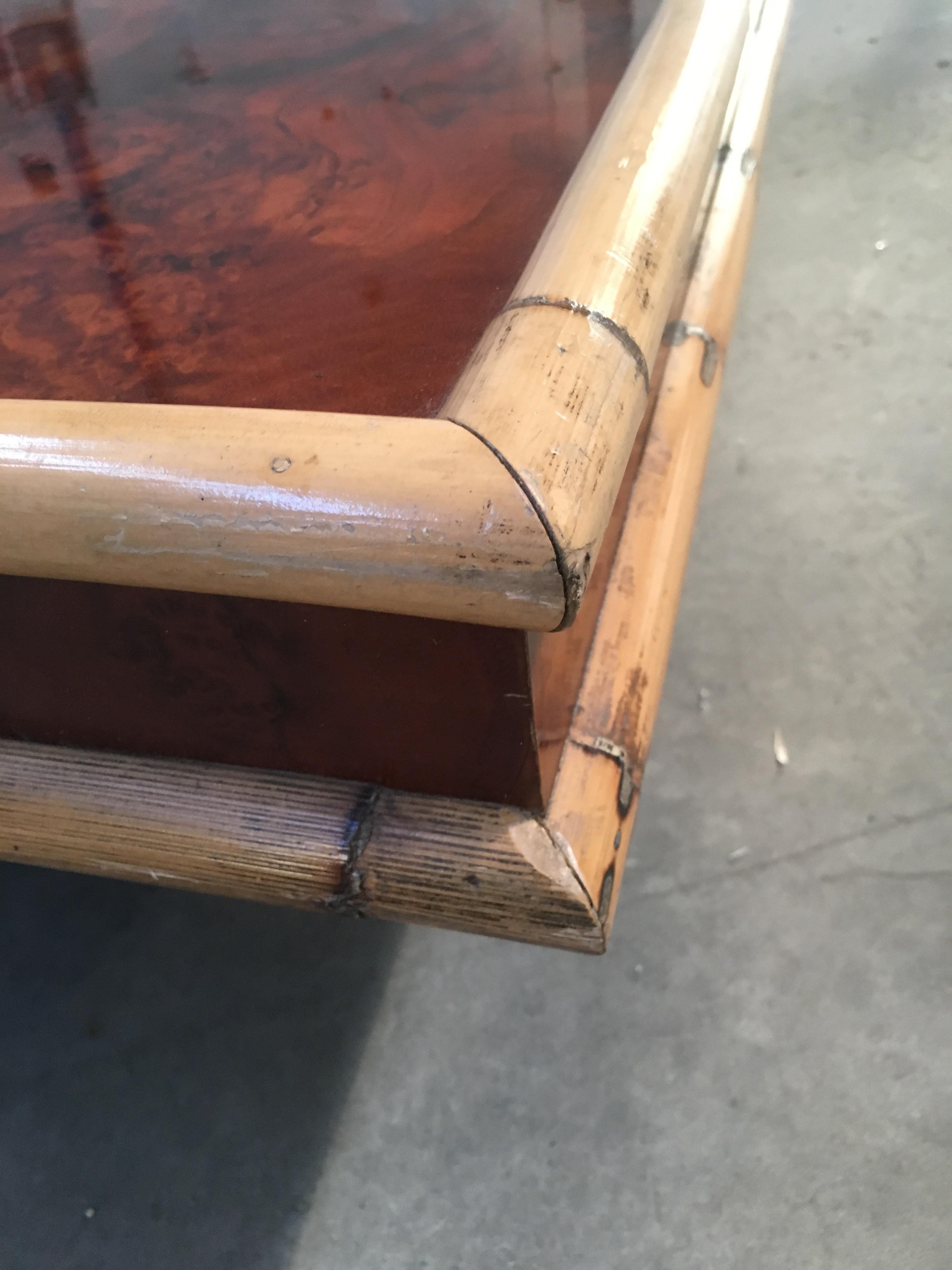 Mid-Century Modern Italian Briar-Root Coffee Table with Bamboo Frame from 1970 9