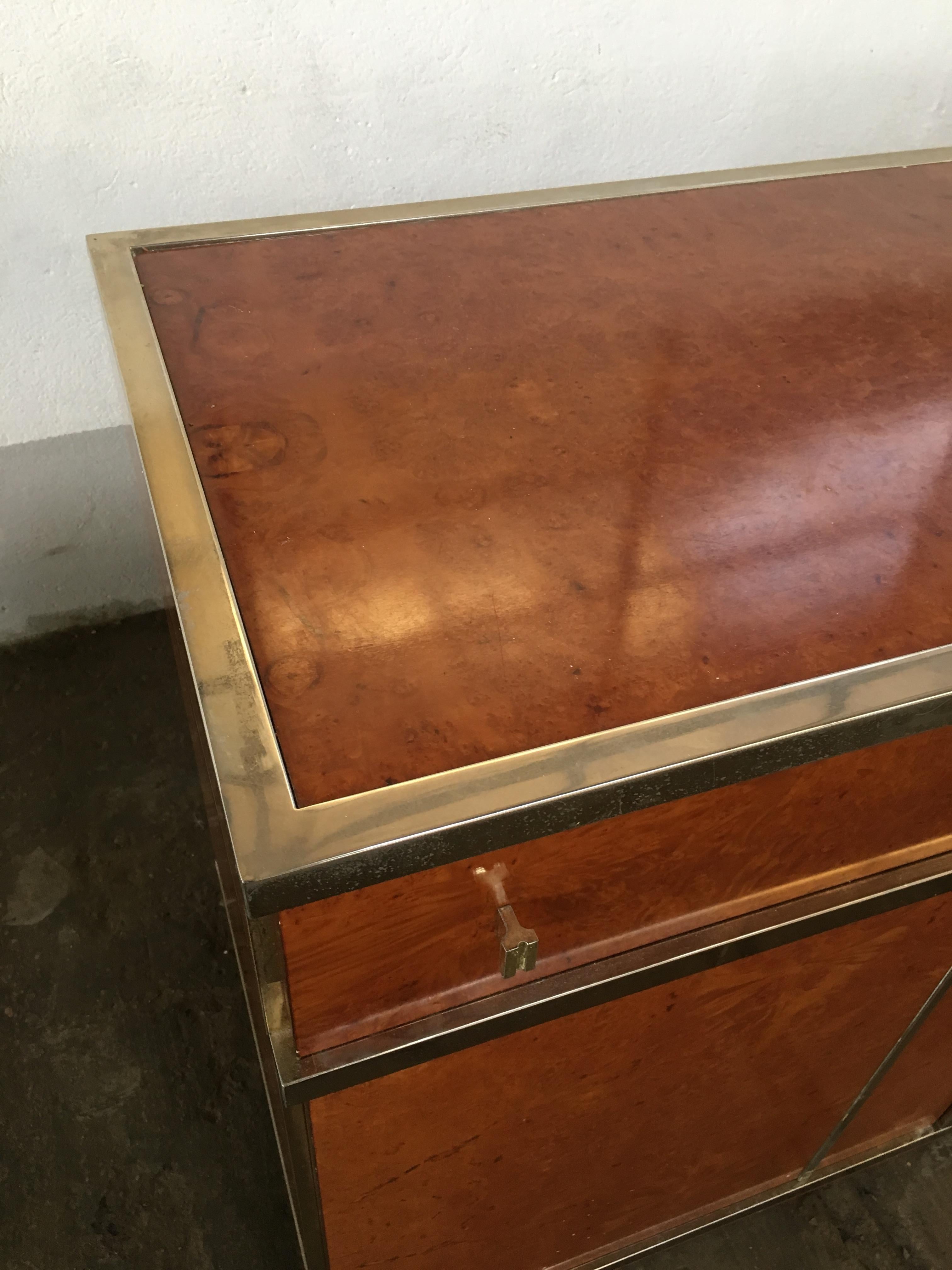 Mid-Century Modern Italian Briar-Root Metal Framed Cupboard or Cabinet, 1970s 4
