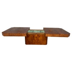 Mid-Century Modern Italian Briar Root Table Bar with Mirrored Compartment, 1970s
