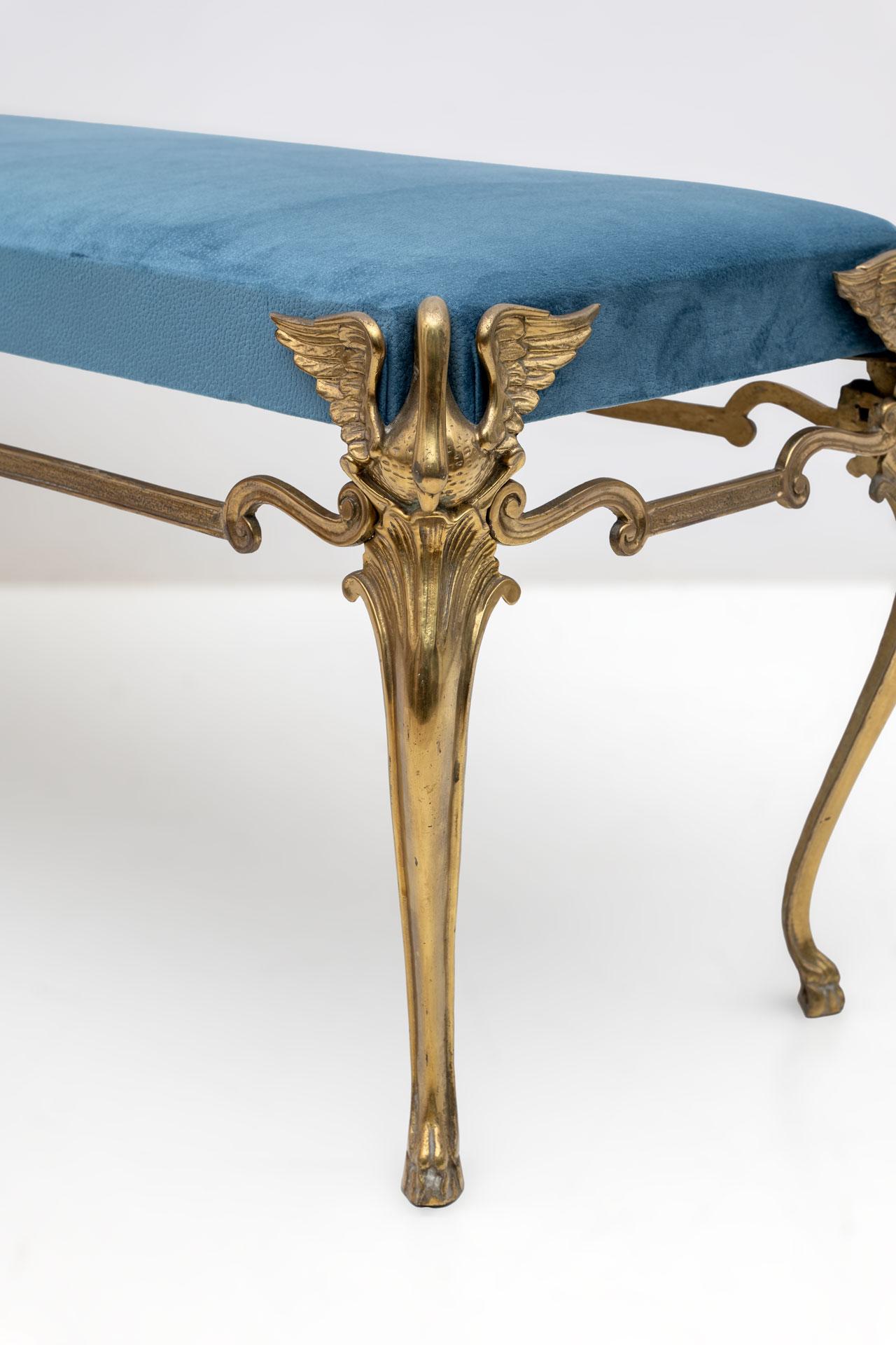 Mid-century Modern Italian Bronze and Brass Bench on 4 Swan Feet, 1950s In Good Condition For Sale In Puglia, Puglia