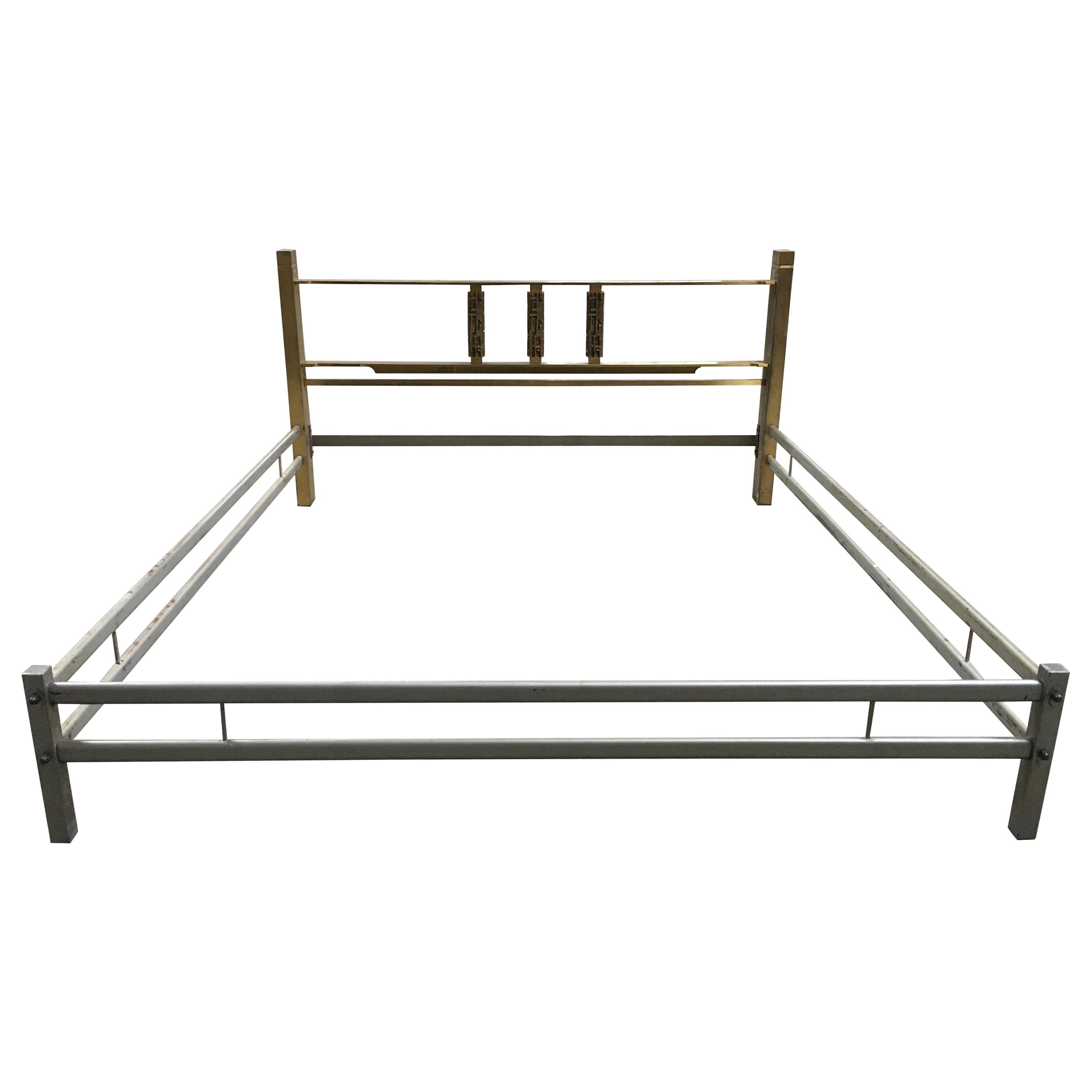 Mid-Century Modern Italian Bronze Double Bed by Luciano Frigerio, 1970s