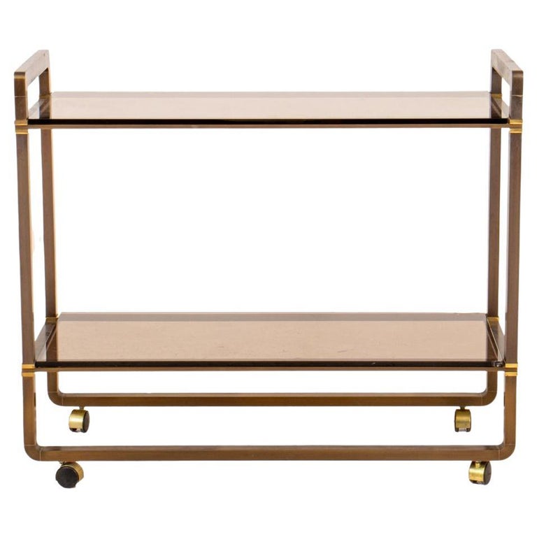 MidCentury Modern Italian Bronze / Glass Serving Cart For Sale at 1stDibs