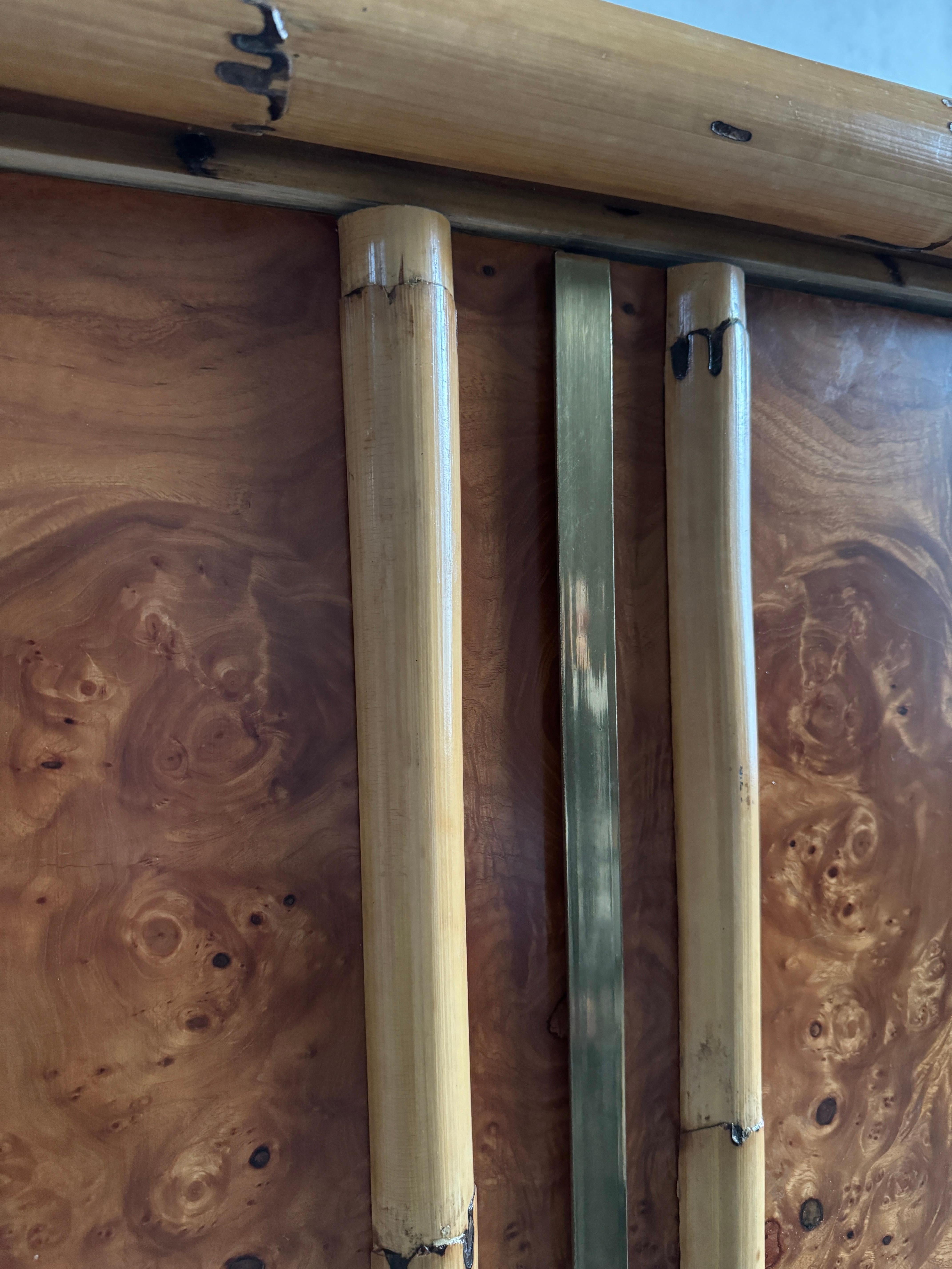Mid-Century Modern Italian Burl and Bamboo Wardrobe. 1970s 2