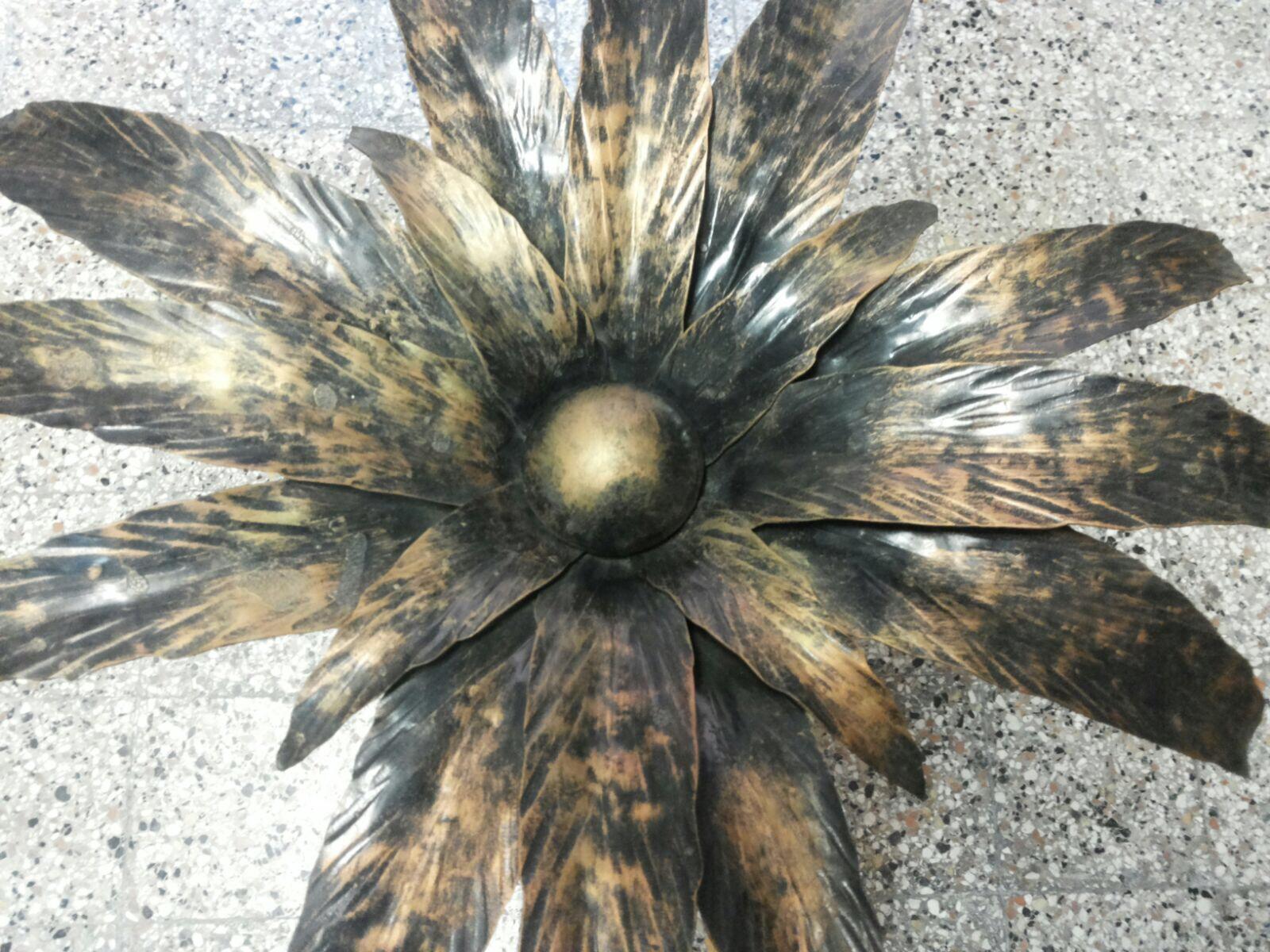 Late 20th Century Mid-Century Modern Italian Burnished Iron Palm Tree Sculpture, 1970s For Sale