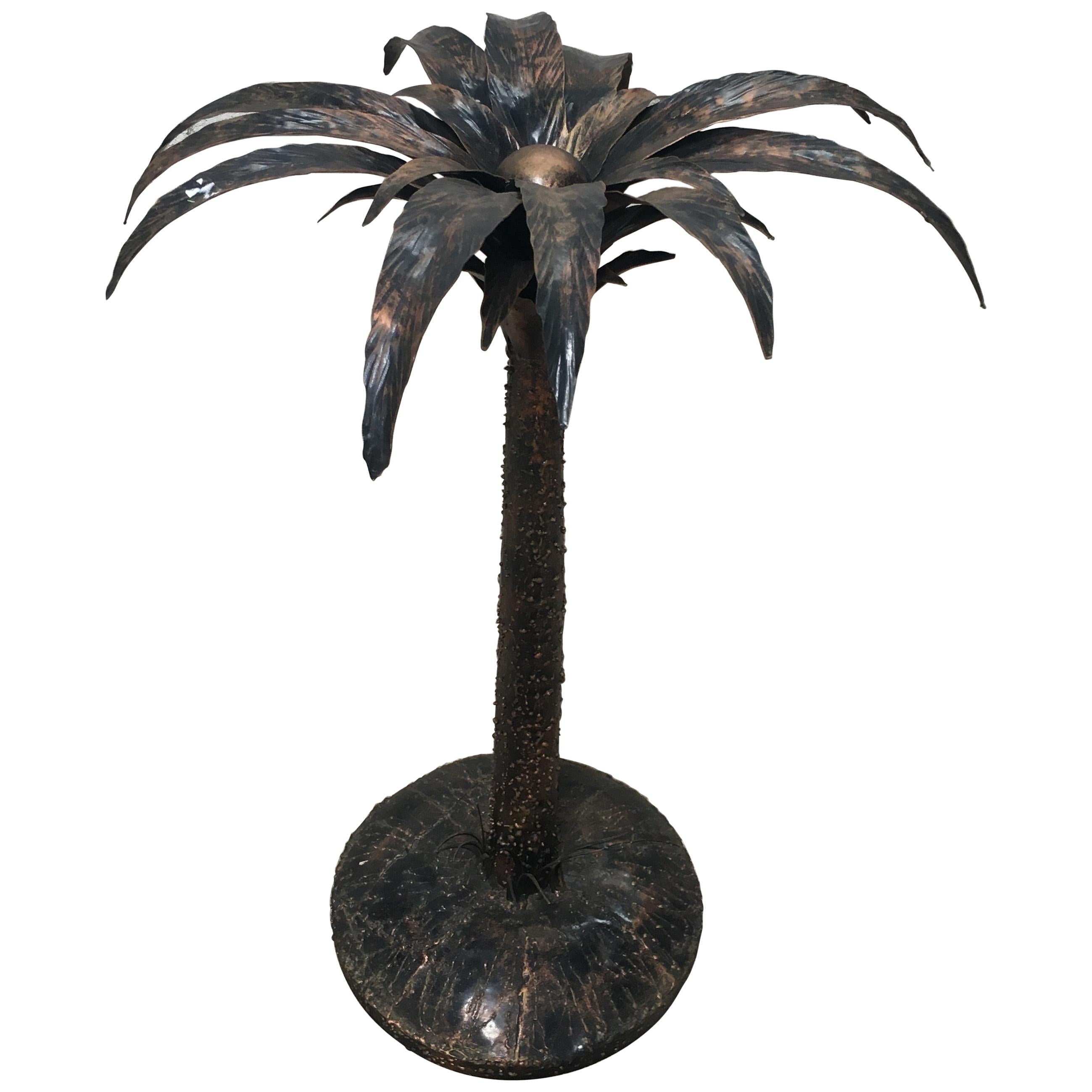 Mid-Century Modern Italian Burnished Iron Palm Tree Sculpture, 1970s