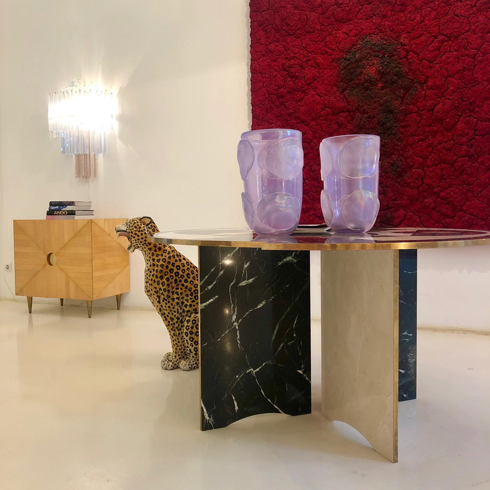Mid-Century Modern Italian by L.A. Studio Circular Marble and Brass Table For Sale 13