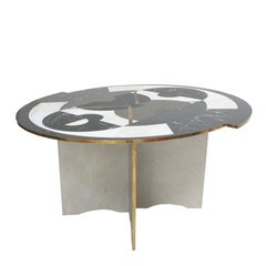 Mid-Century Modern Italian by L.A. Studio Circular Marble and Brass Table