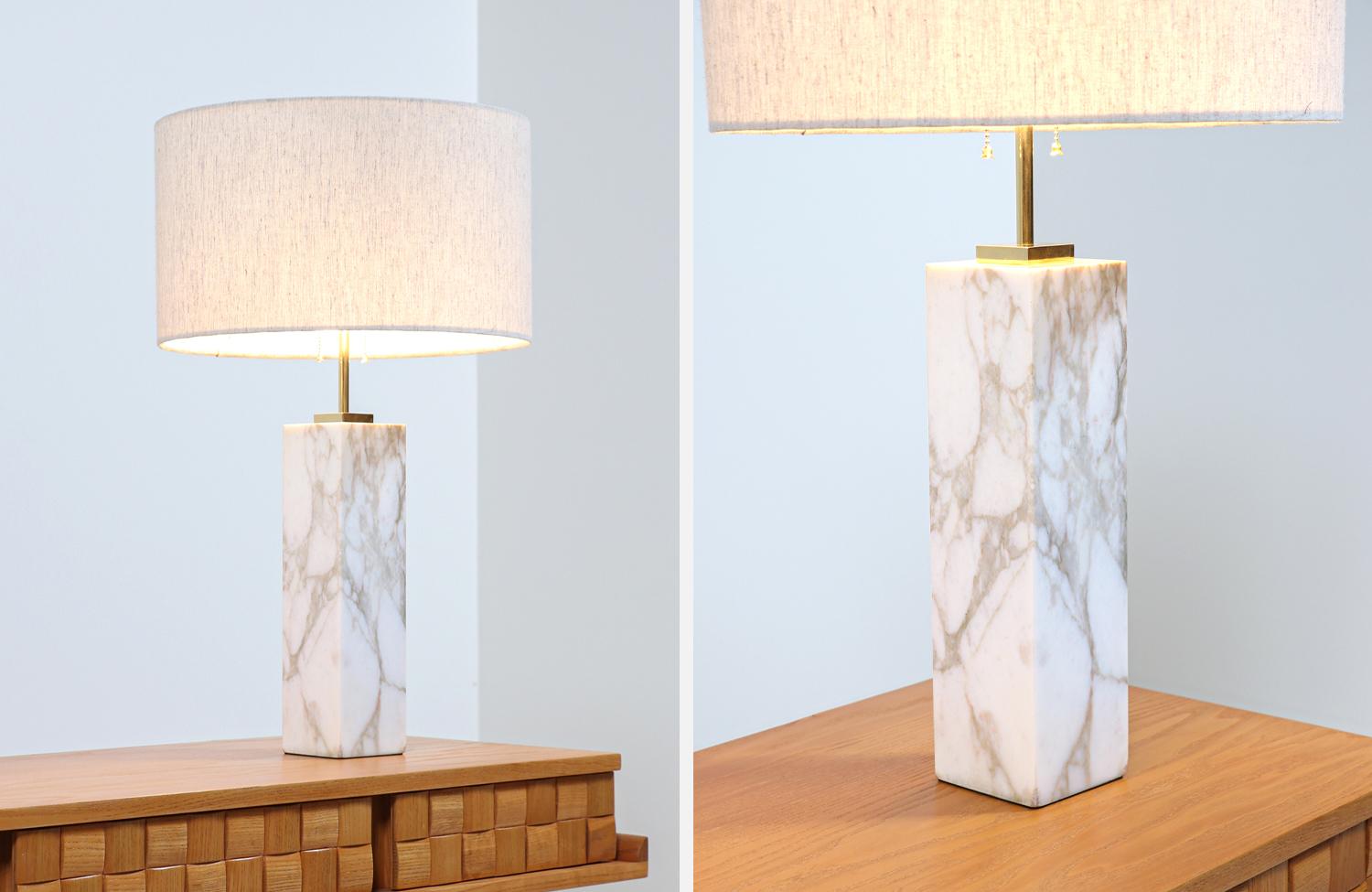 Mid-Century Modern Italian Calacatta Marble Table Lamps 2