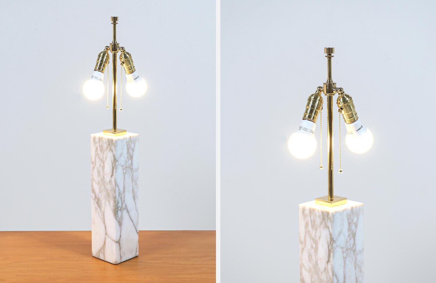 Mid-Century Modern Italian Calacatta Marble Table Lamps 3