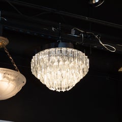 Mid-Century Modern Italian Camer Flush Mount Chandelier with Chrome Fittings