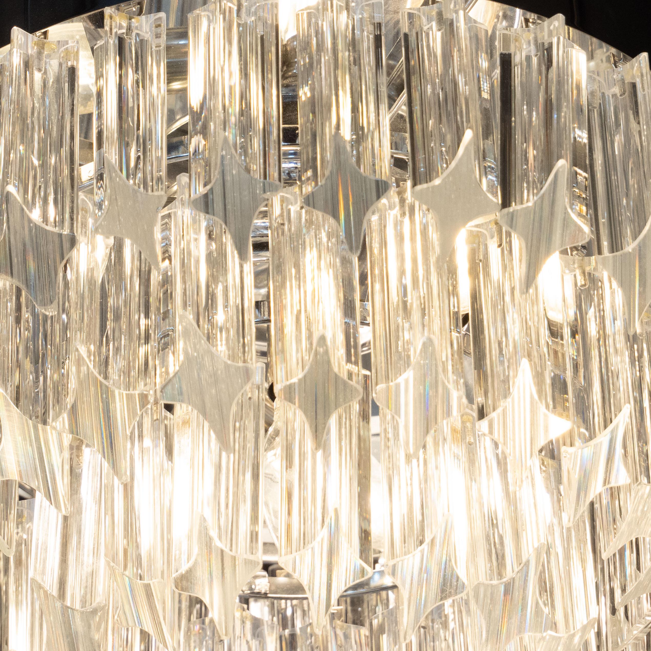 Late 20th Century Mid-Century Modern Italian Camer Flush Mount Chandelier with Chrome Fittings