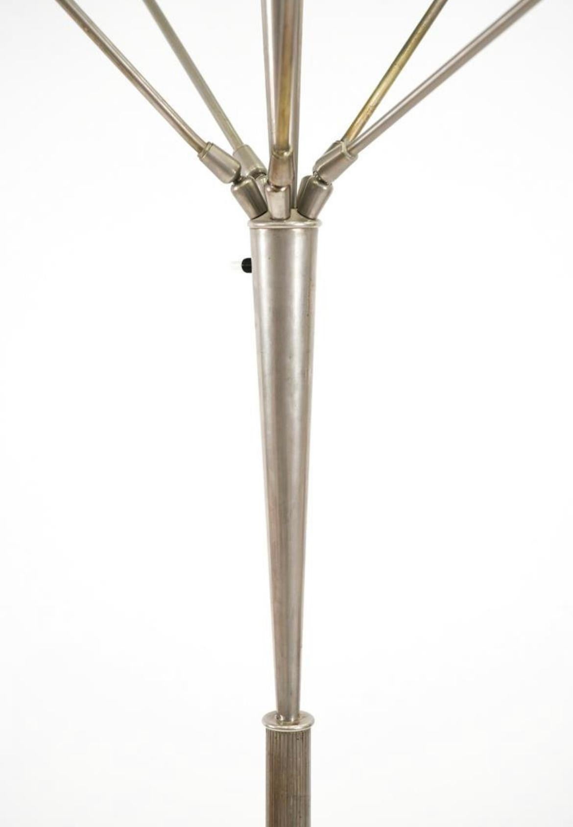 Metal Mid-Century Modern Italian Candelabra Style Floor Lamp with Italian Marble Base For Sale